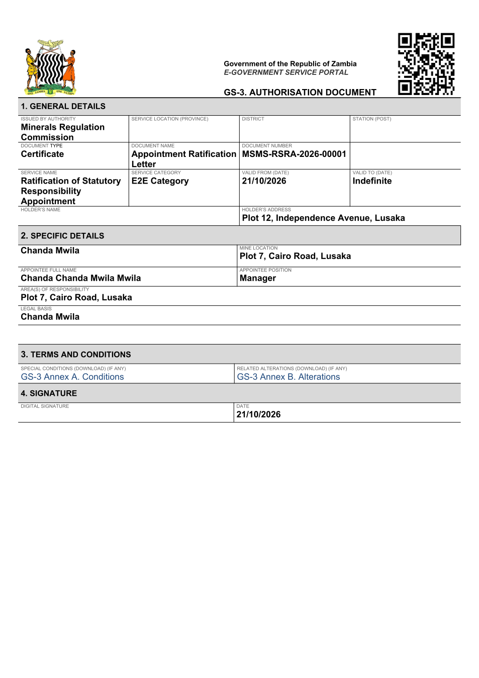 Ratification of Statutory Responsibility Appointment Certificate (sealed PDF)