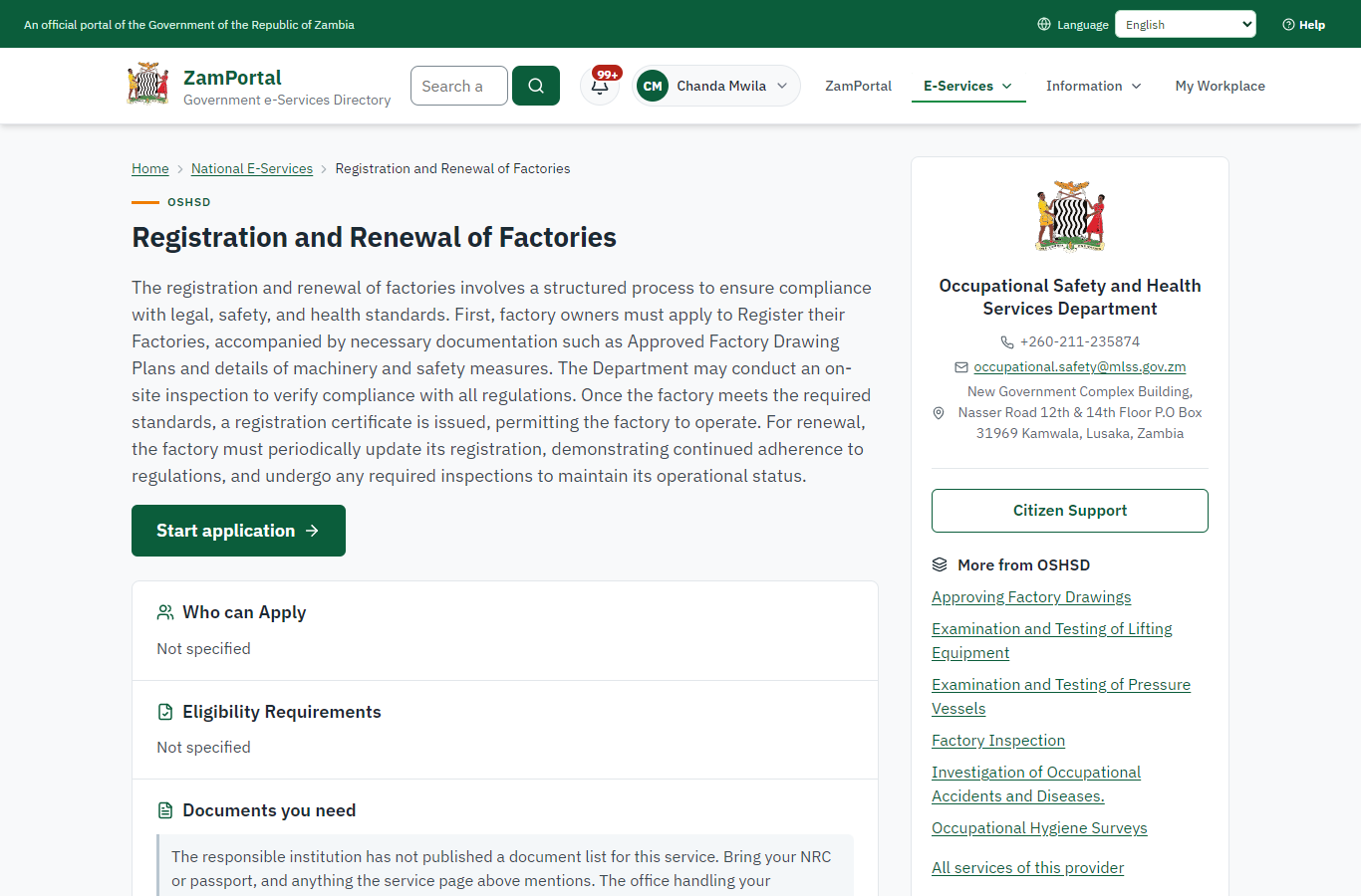 Read the service page (desktop)