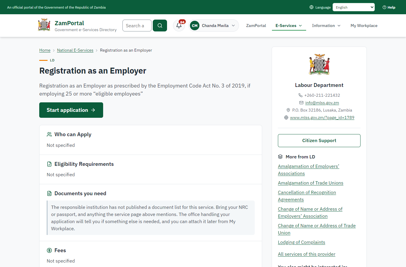 Read the service page (desktop)