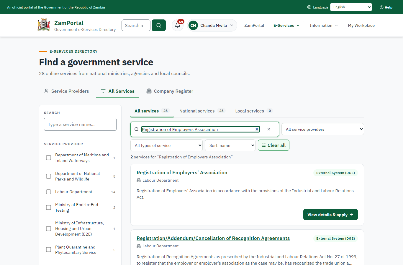 Find the service (desktop)
