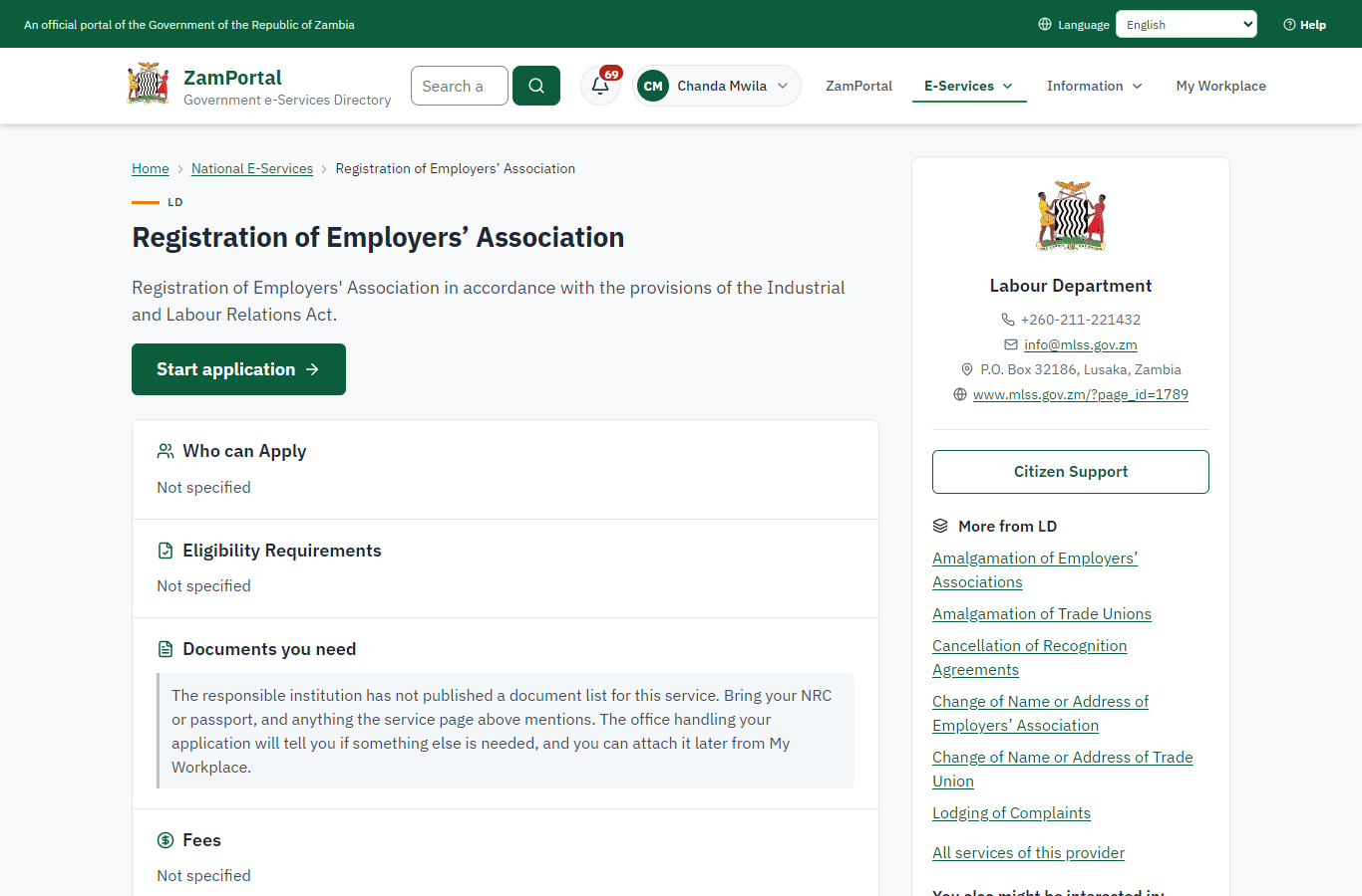 Read the service page (desktop)