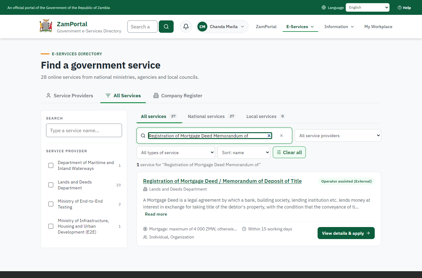 Find the service (desktop)