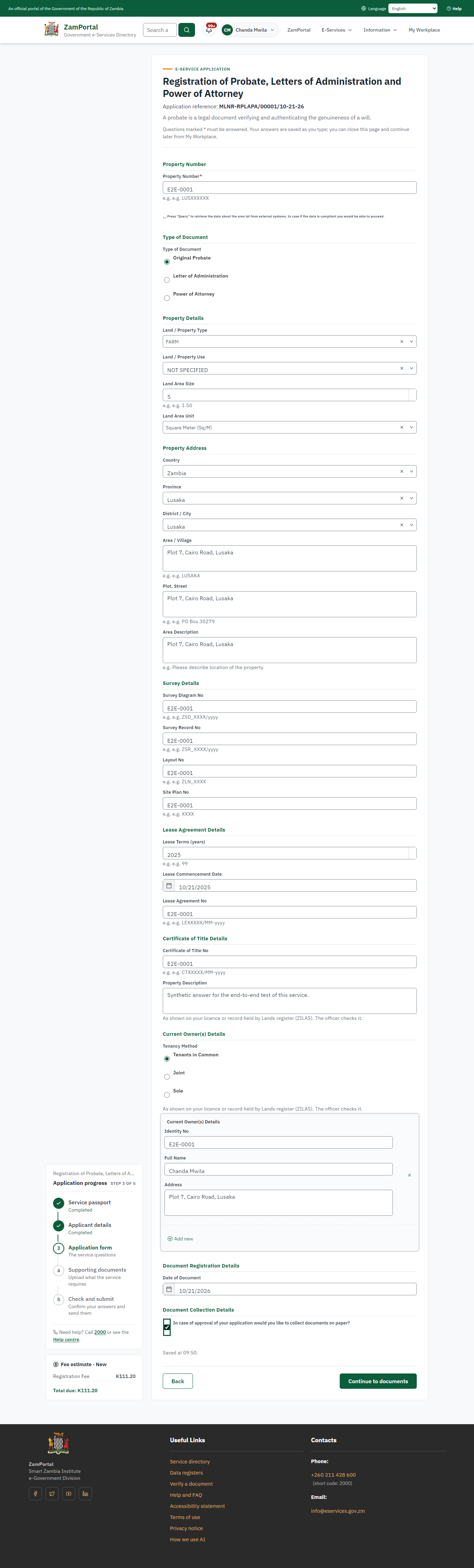 Fill in the application form (desktop)