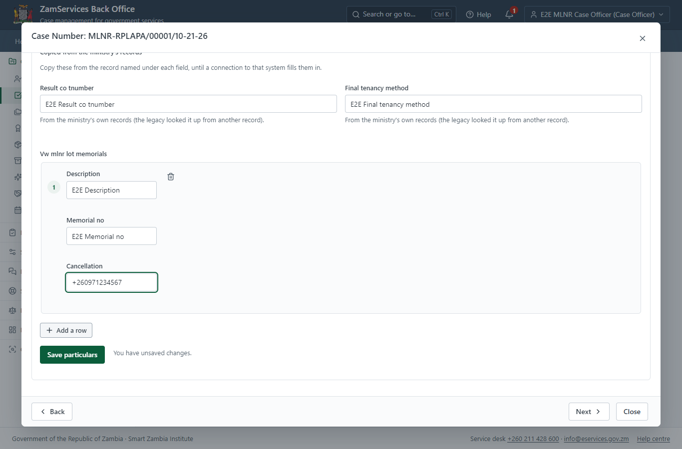 Fill in the certificate particulars (desktop)