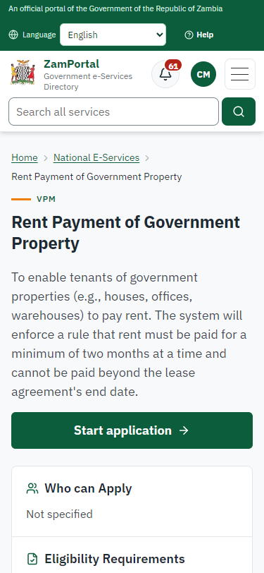 Read the service page (375 px phone)