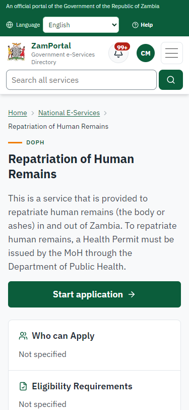 Read the service page (375 px phone)