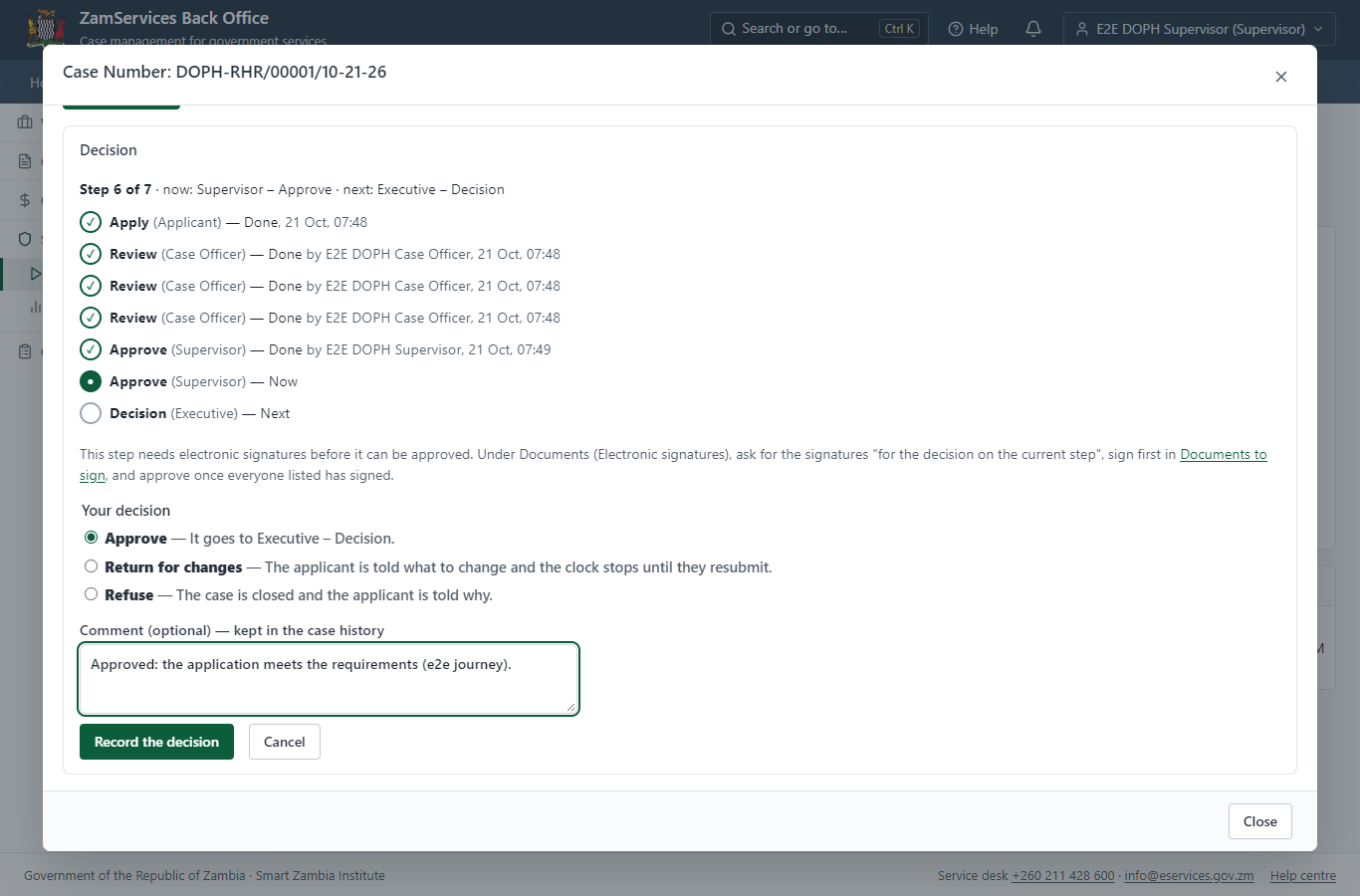 Decide: Chief Supervisor Review & e-Sign (desktop)