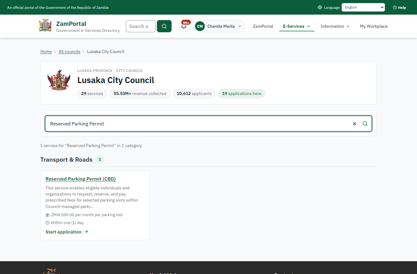 Find the service at the council (desktop)