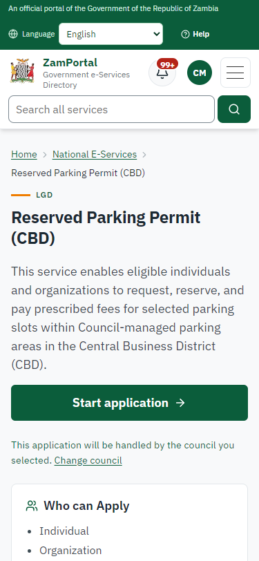 Read the service page (375 px phone)