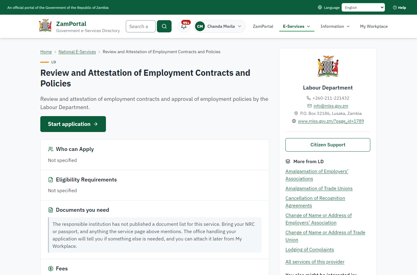 Read the service page (desktop)
