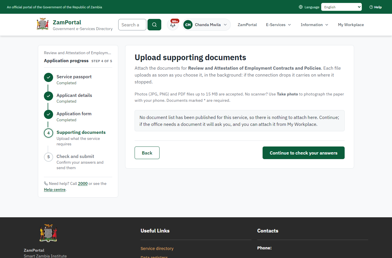 Upload the supporting documents (desktop)