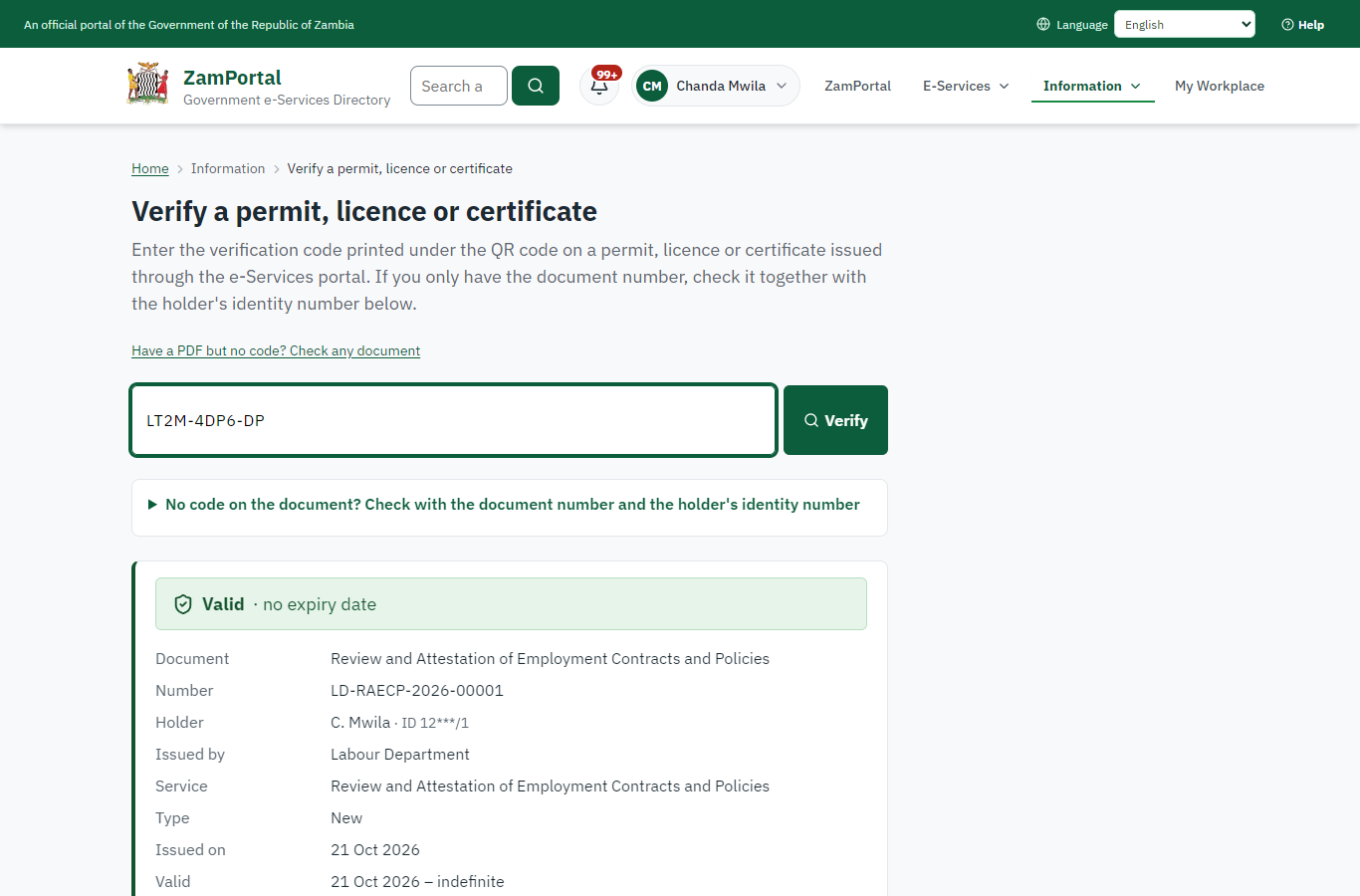 Verify the document (desktop)