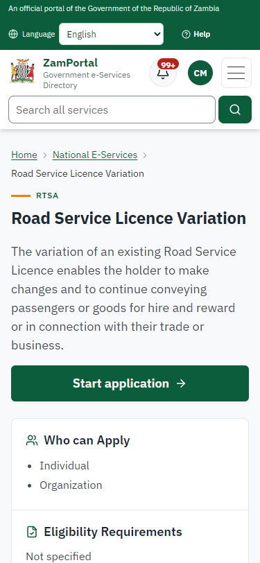 Read the service page (375 px phone)