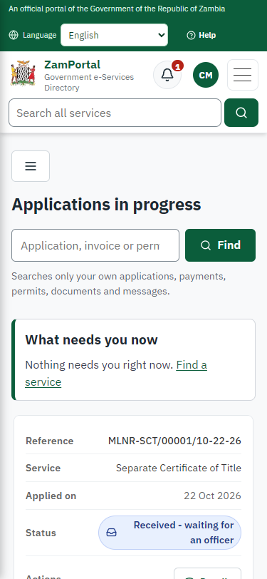 The application sent (375 px phone)