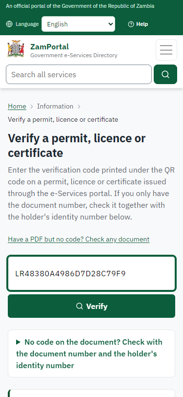 Verify the title deed (375 px phone)