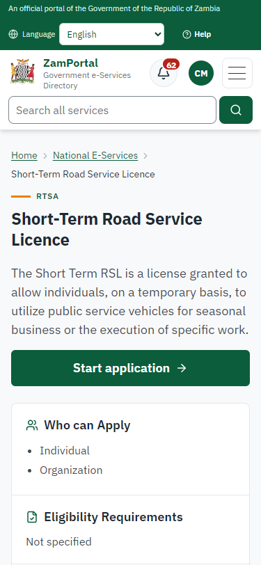 Read the service page (375 px phone)