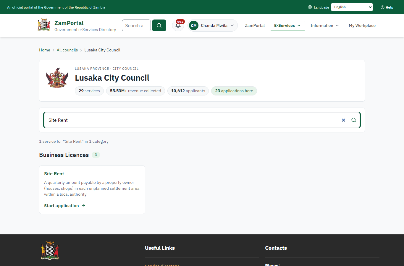 Find the service at the council (desktop)