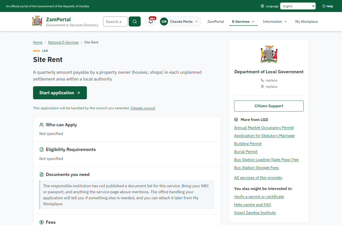 Read the service page (desktop)