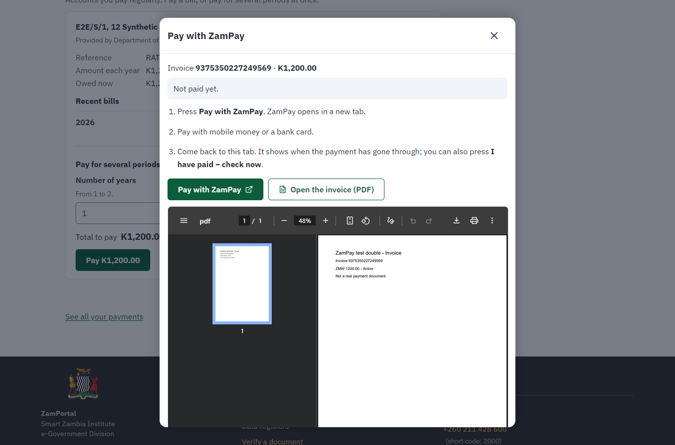 Pay with ZamPay (desktop)