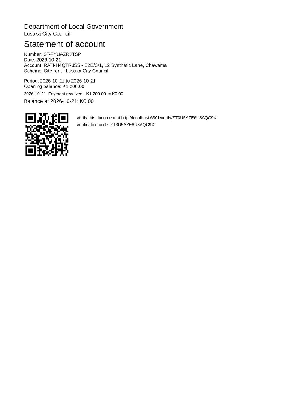 Statement of account (sealed PDF)
