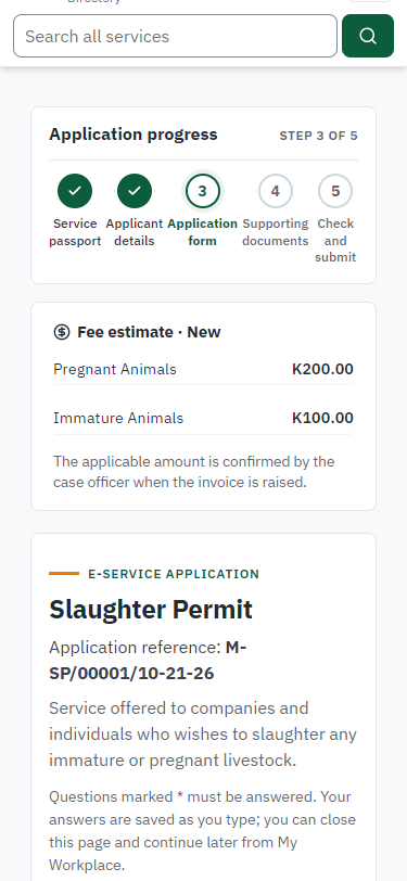 Fill in the application form (375 px phone)