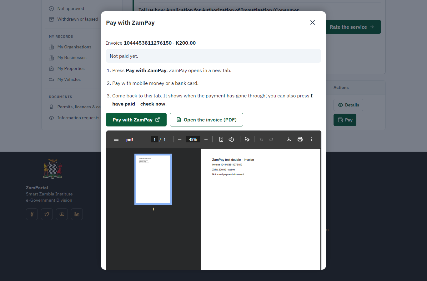 Pay with ZamPay (desktop)