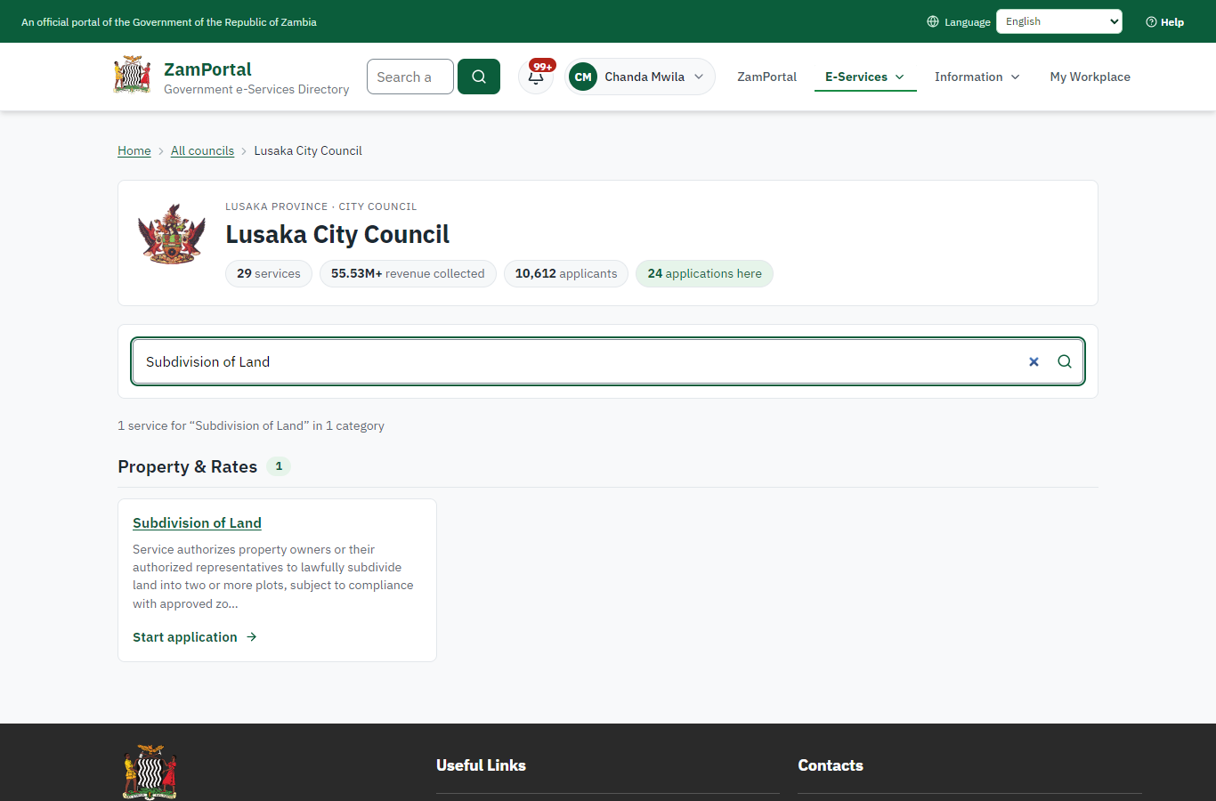Find the service at the council (desktop)