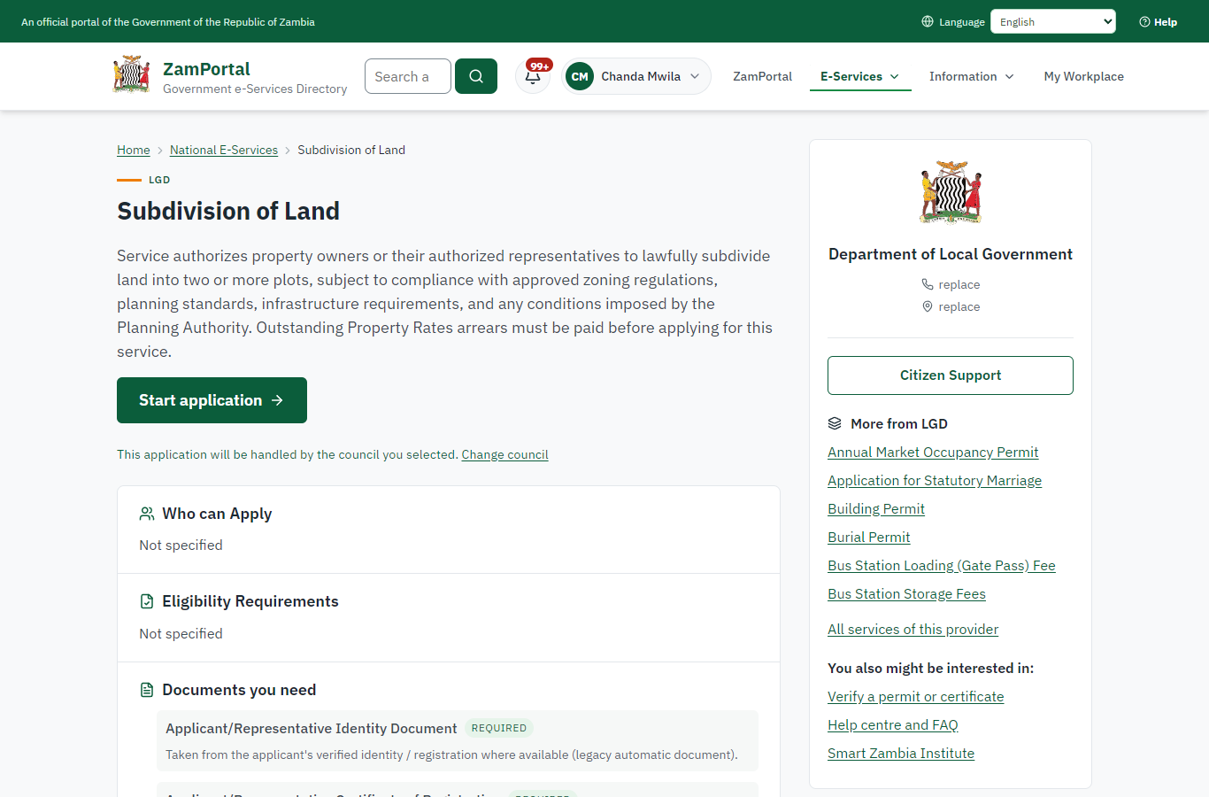 Read the service page (desktop)