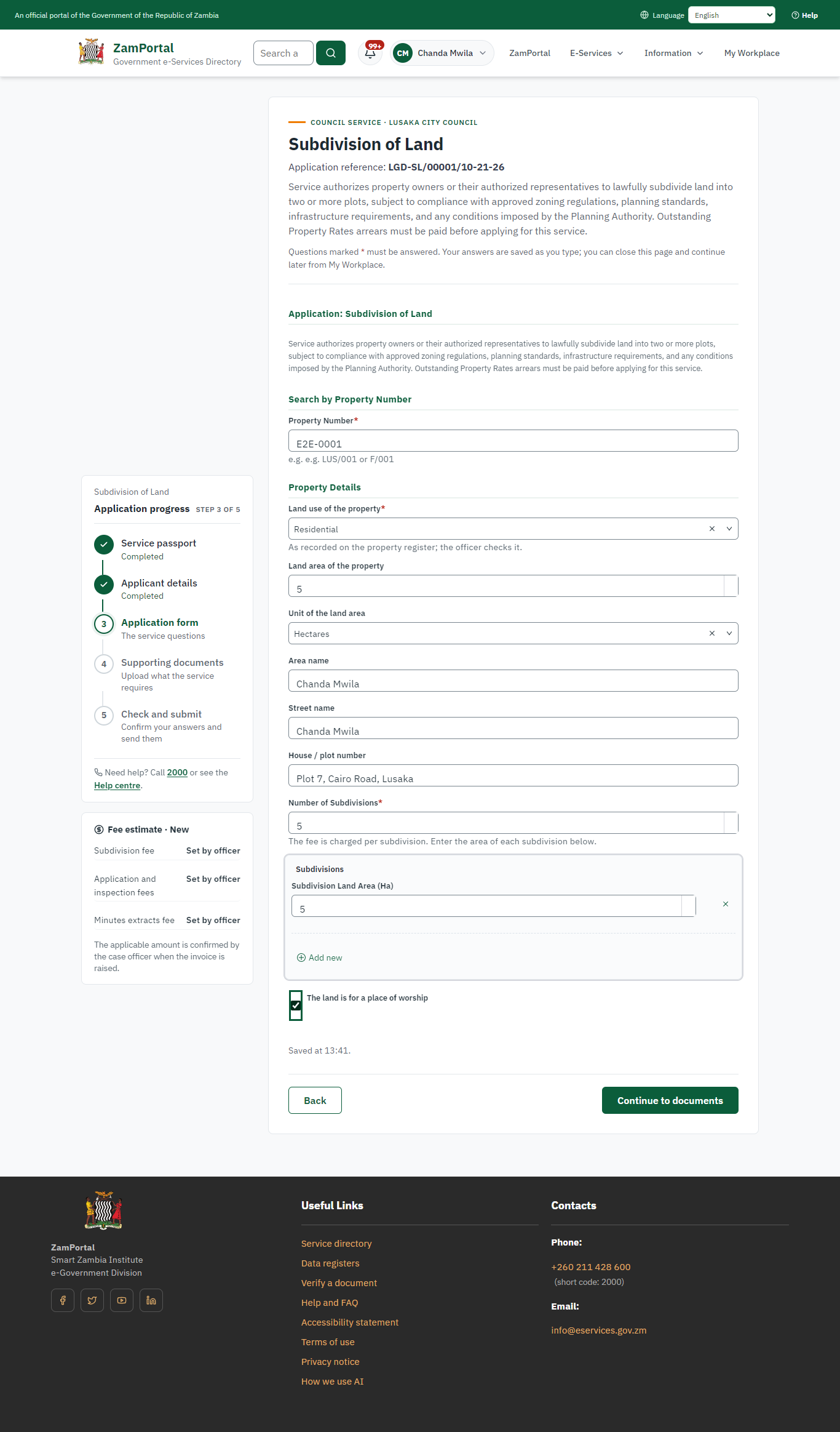 Fill in the application form (desktop)