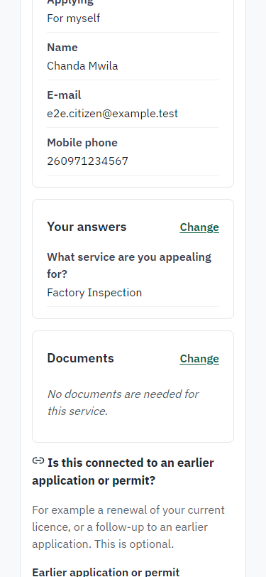 Check the answers and confirm the declaration (375 px phone)