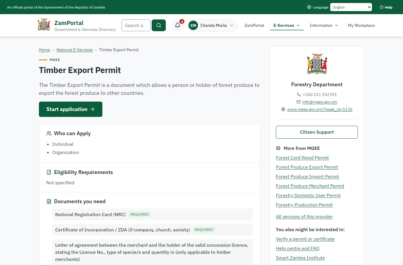 Read the service page (desktop)