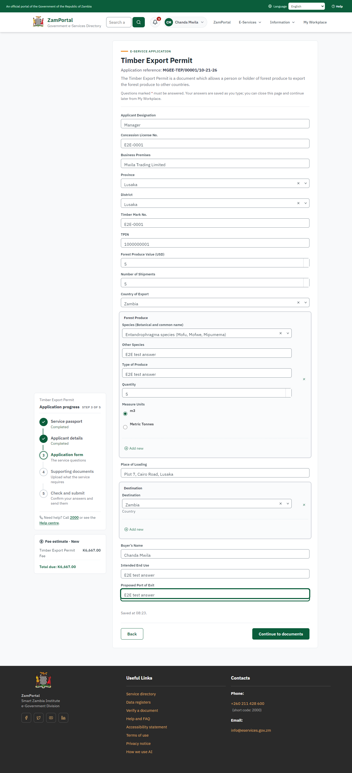 Fill in the application form (desktop)
