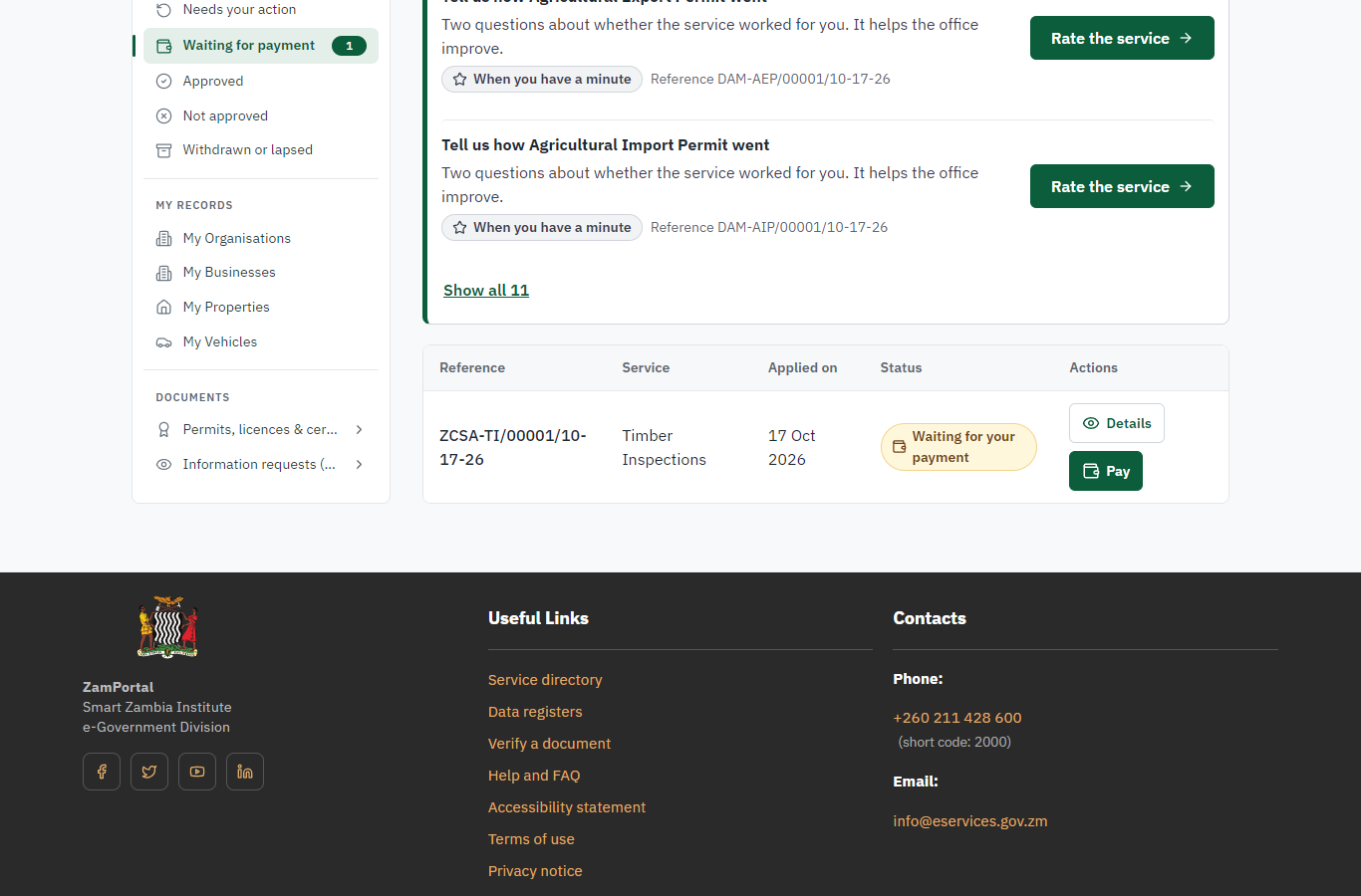 See that the fee is due (desktop)