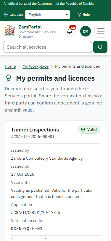 The document in My permits (375 px phone)
