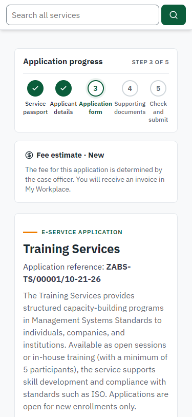 Fill in the application form (375 px phone)