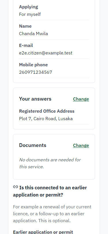 Check the answers and confirm the declaration (375 px phone)