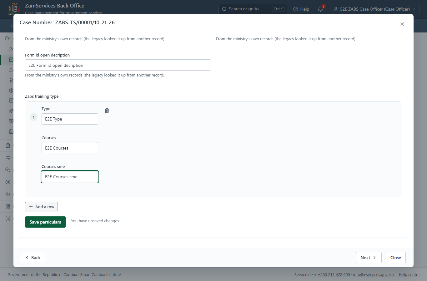 Fill in the certificate particulars (desktop)