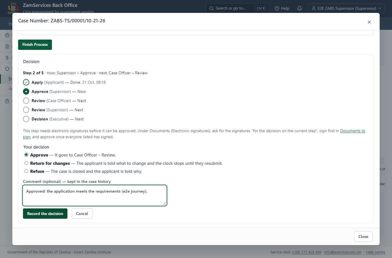Decide: Reviews, assigns to Case Officer (desktop)