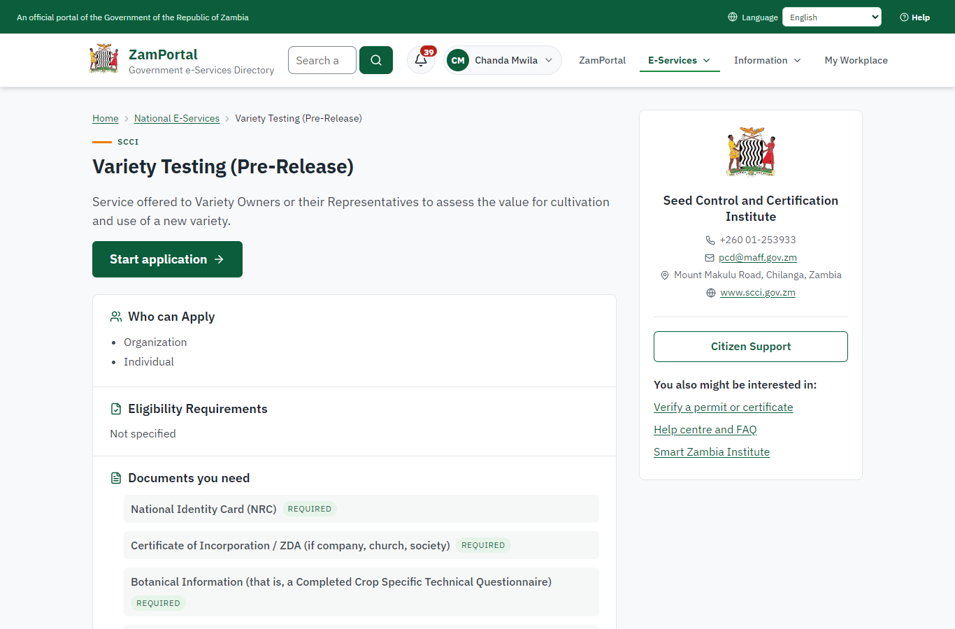 Read the service page (desktop)