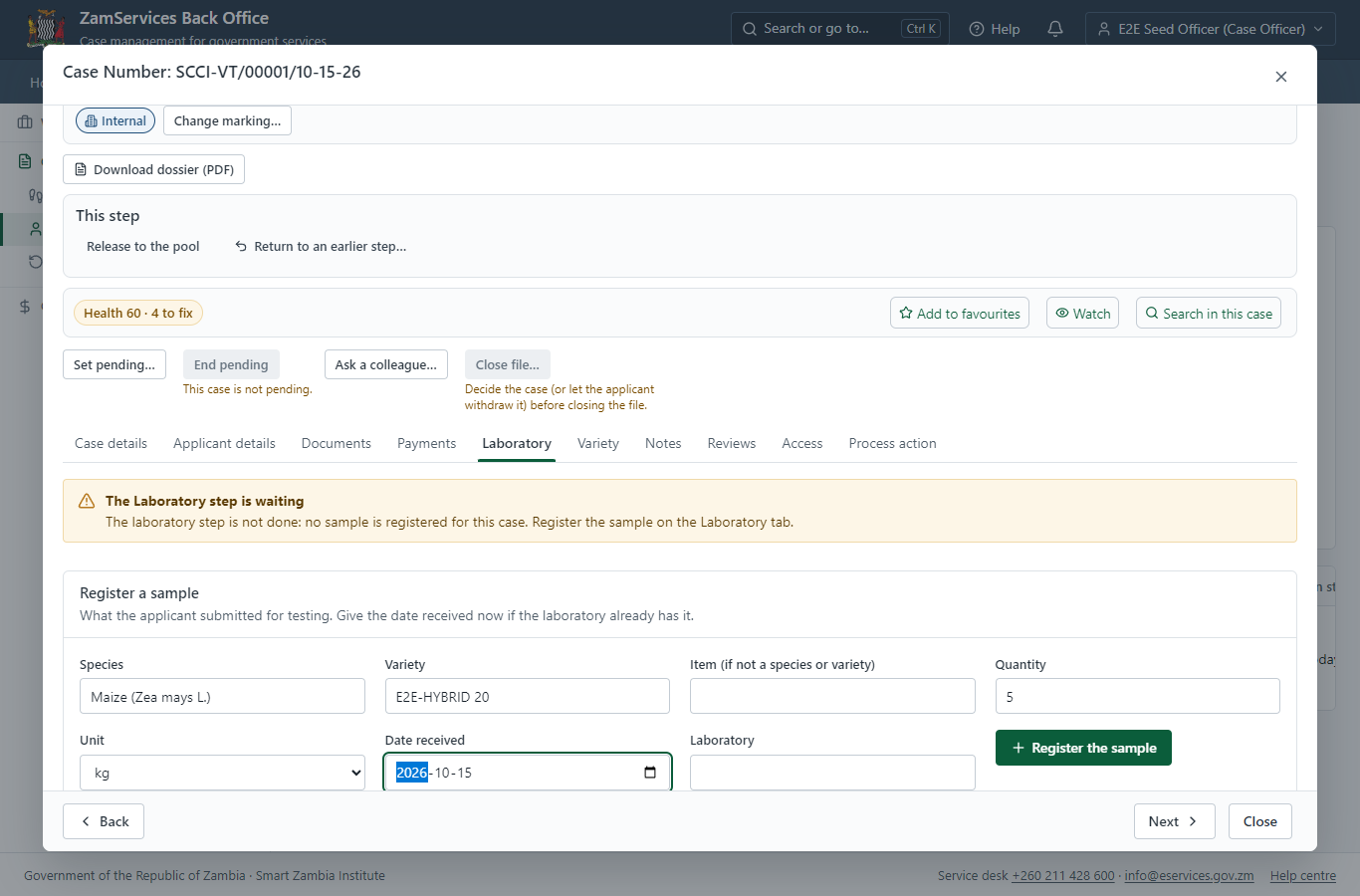 Register the seed sample (desktop)