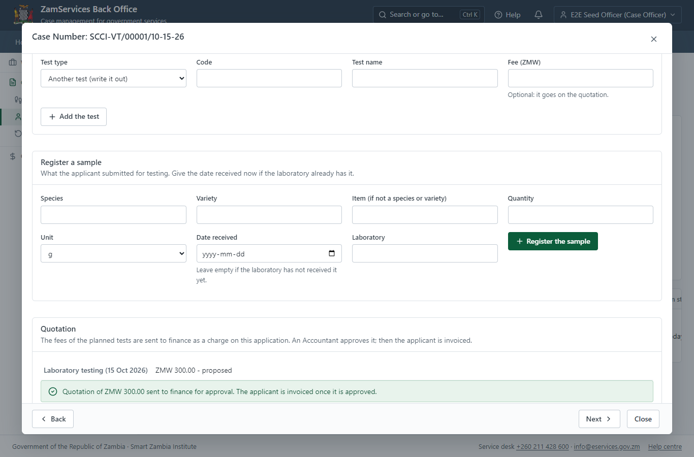 Ask finance for the quotation (desktop)