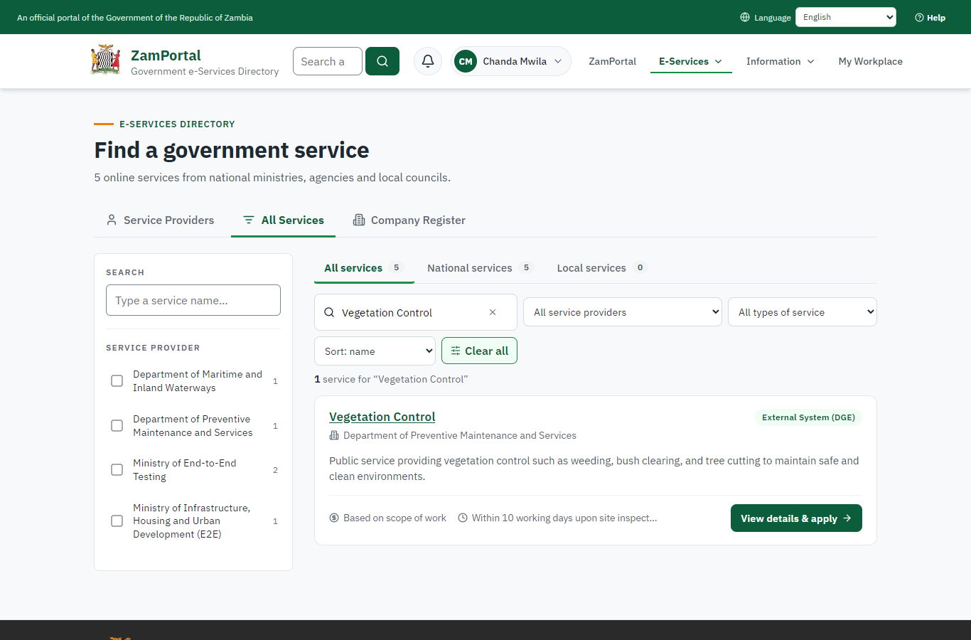 Find the service (desktop)
