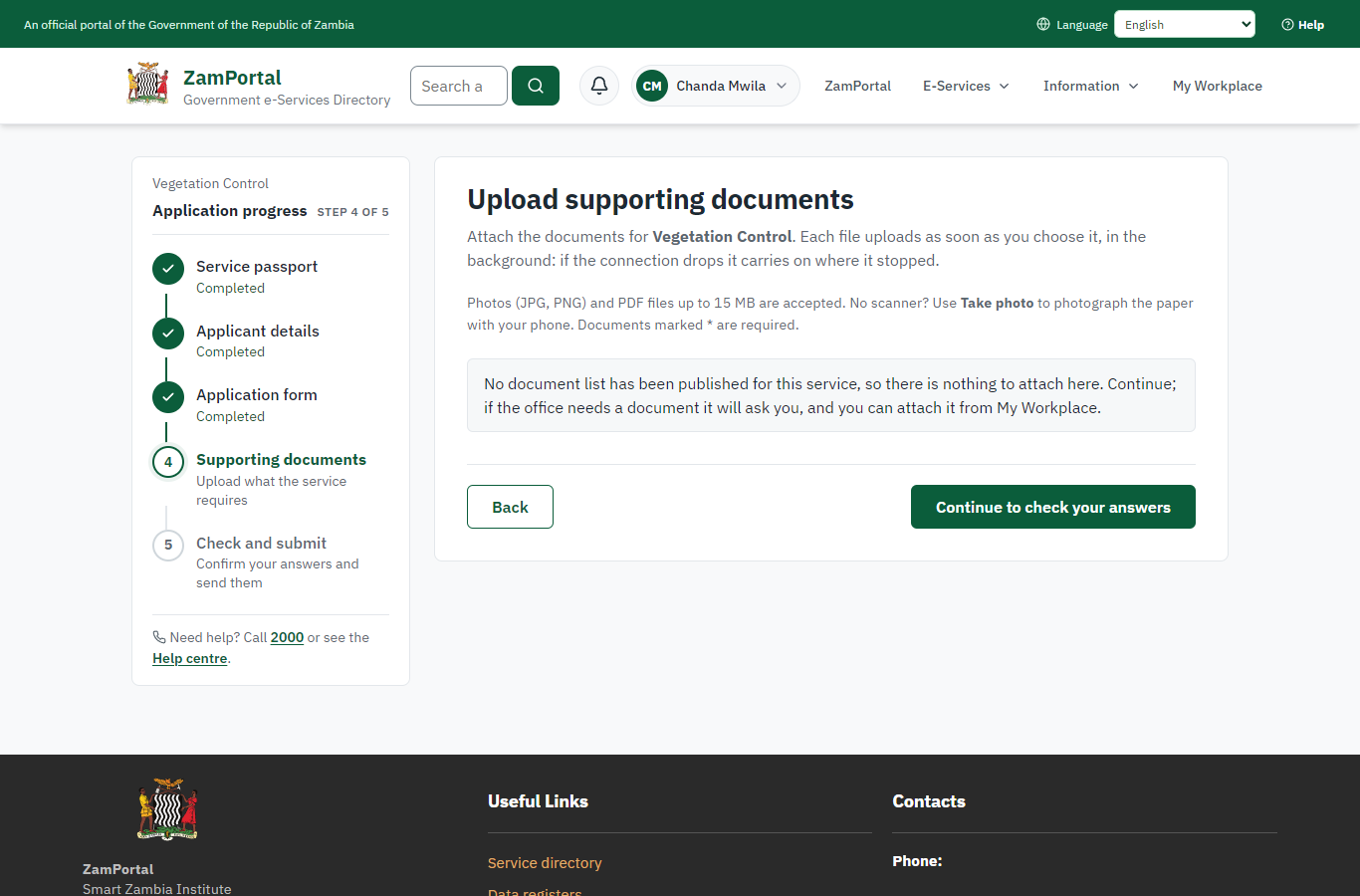 Upload the supporting documents (desktop)