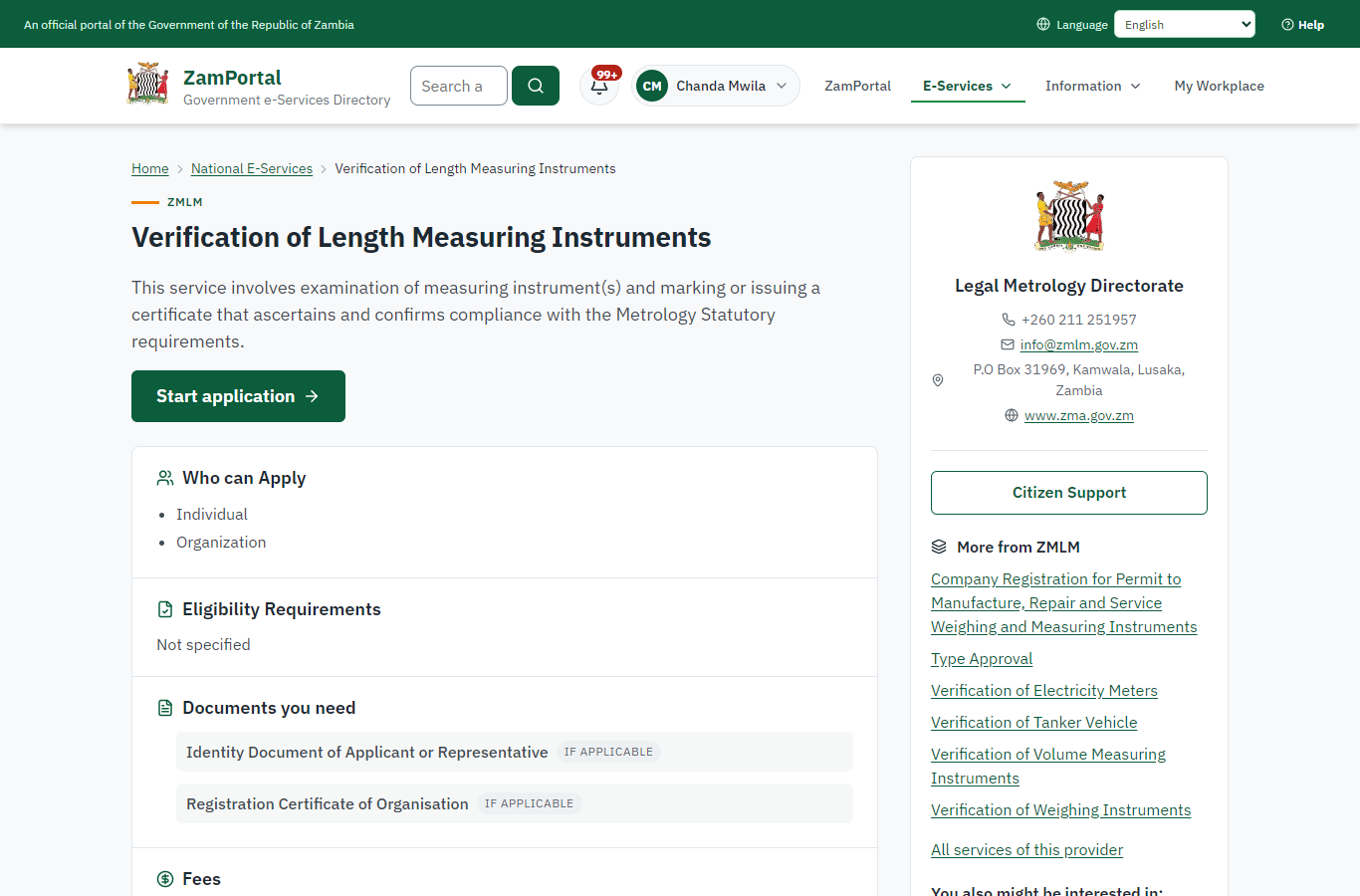 Read the service page (desktop)