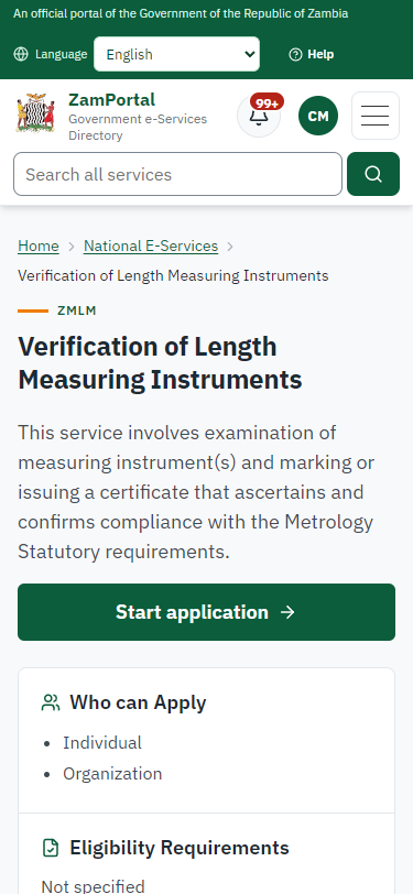 Read the service page (375 px phone)