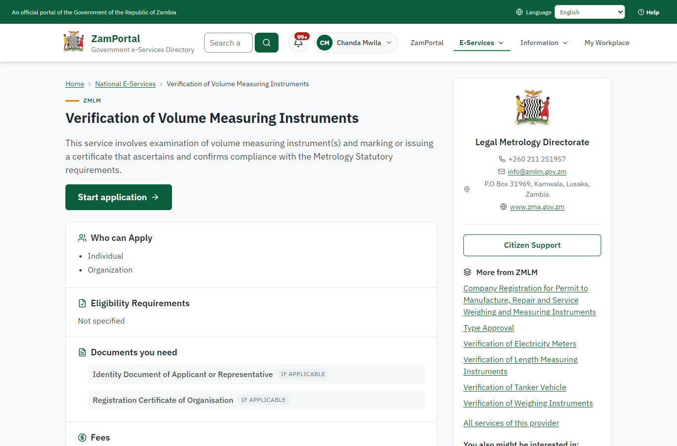 Read the service page (desktop)