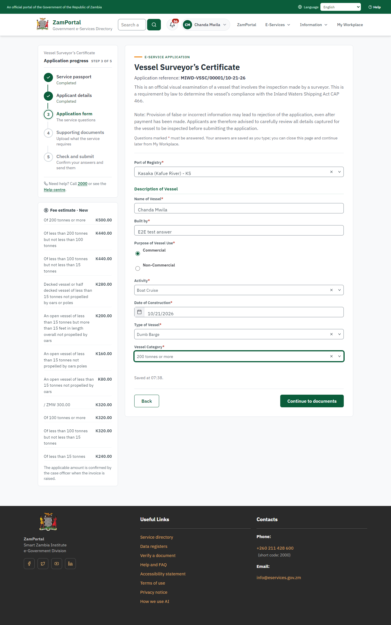 Fill in the application form (desktop)