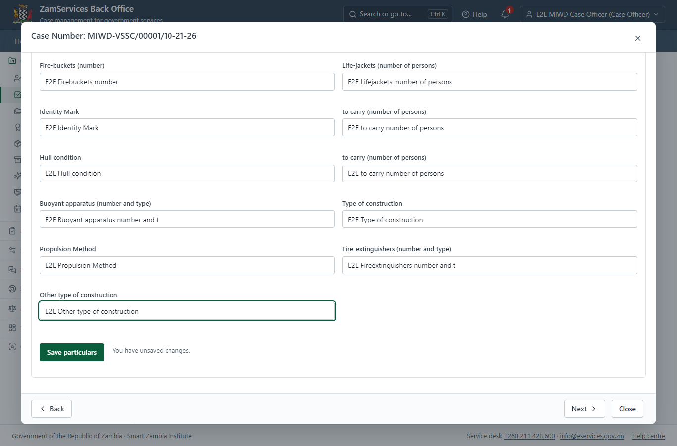 Fill in the certificate particulars (desktop)