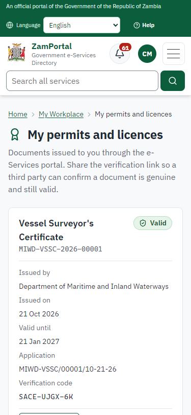 The document in My permits (375 px phone)
