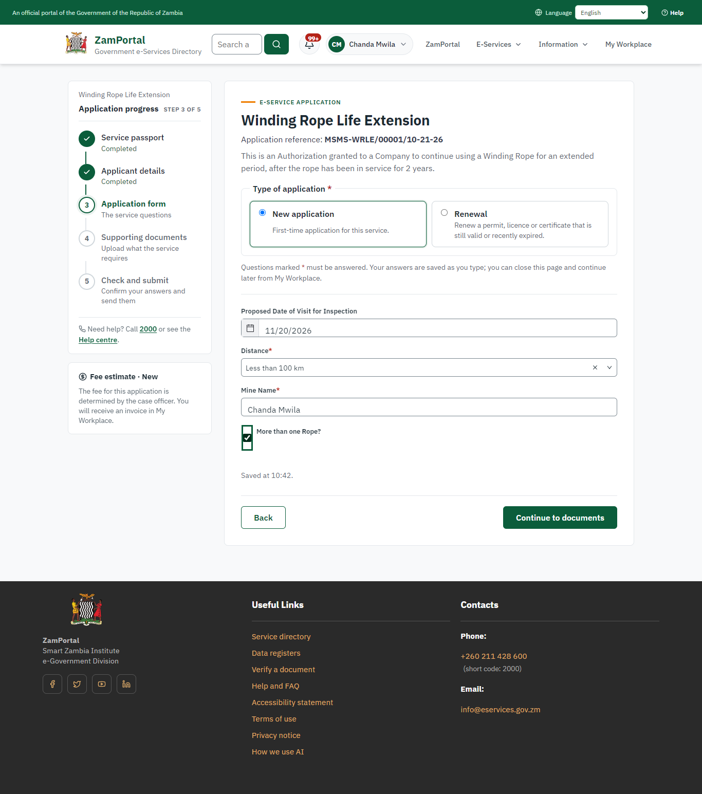 Fill in the application form (desktop)